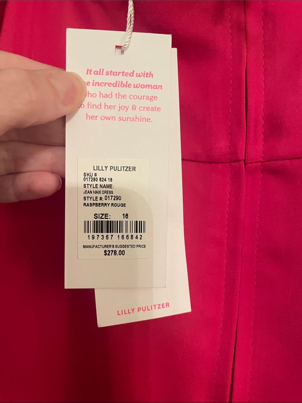 NWT Lilly Pulitzer Jean Maxi Dress Raspberry Rouge Size 16 - Picture 8 of 9